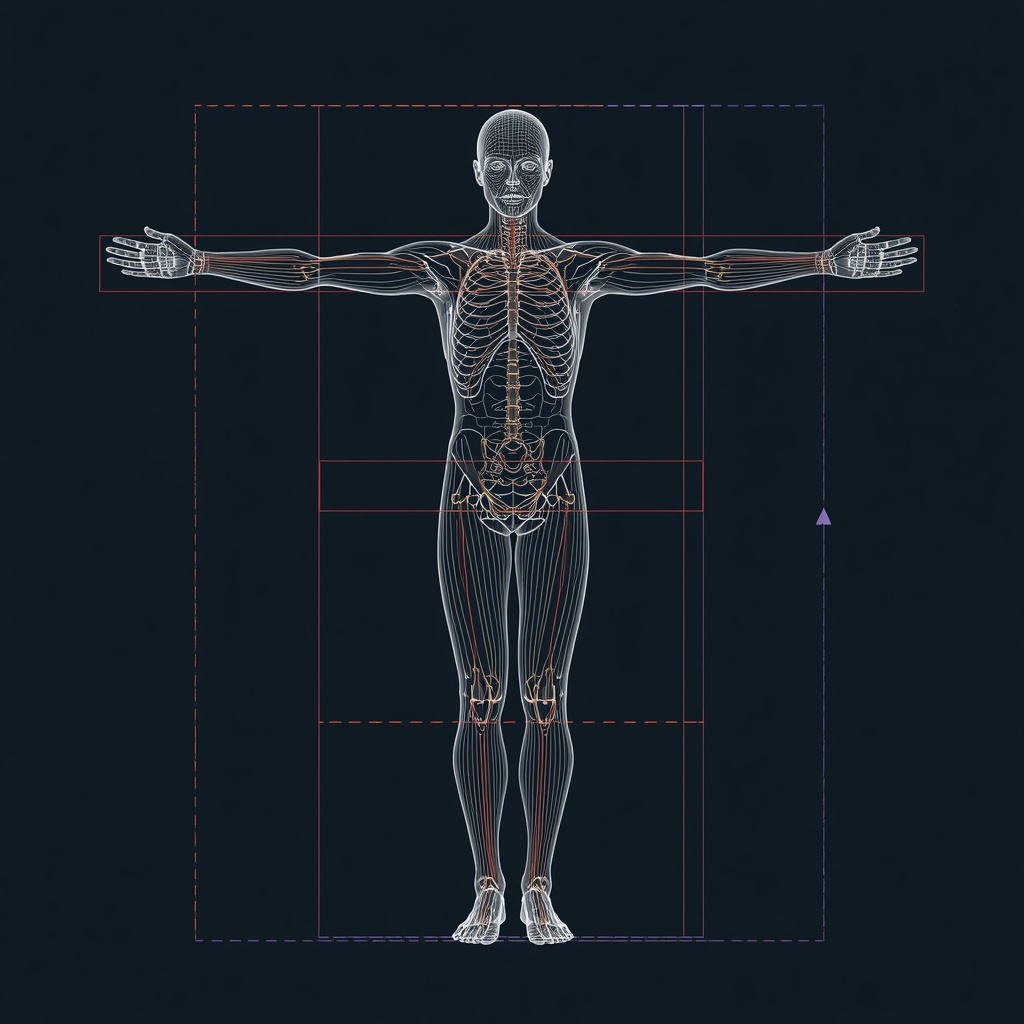 Abstract figure illustrating body awareness and spatial alignment concepts